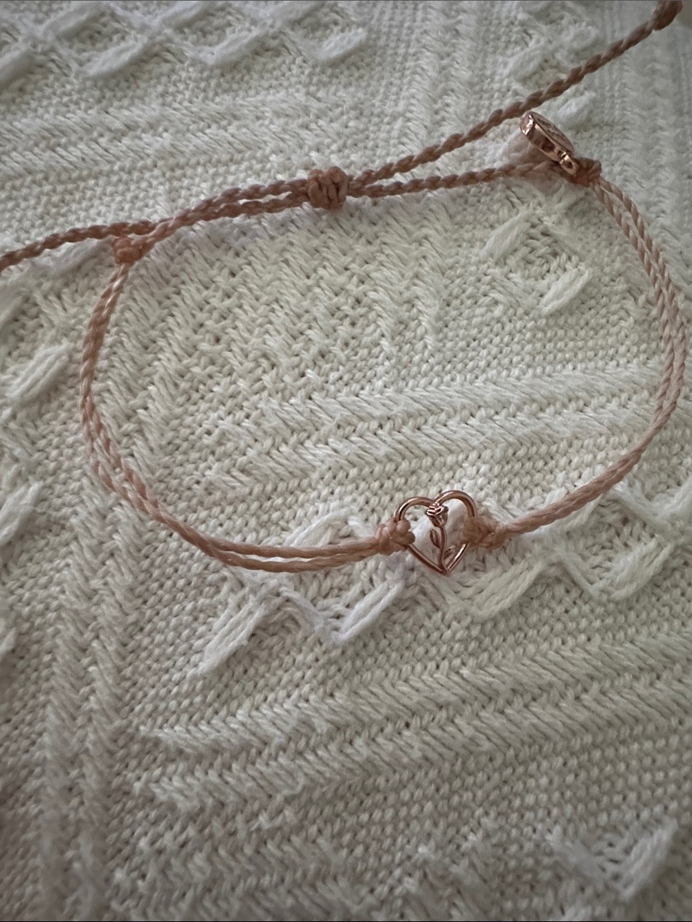 NWOT Pura Vida Disney Belle Delicate Rose Gold Heart Cord Bracelet - Women Jewel